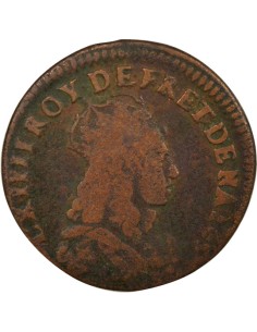 Louis XIV Au Buste Juvénile 1 liard Cuivre 1657-1658 Châtellerault 2