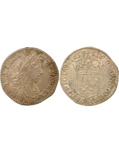Louis XIV A la Mèche Longue 1/12 ecu Argent 1659 A - Paris