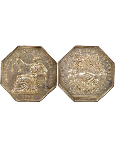 Notaires 1 jeton Argent Corne (ap. 1880)