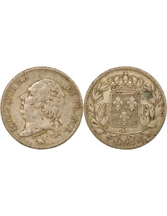Louis XVIII Tête nue 5 francs Argent 1824 W Lille