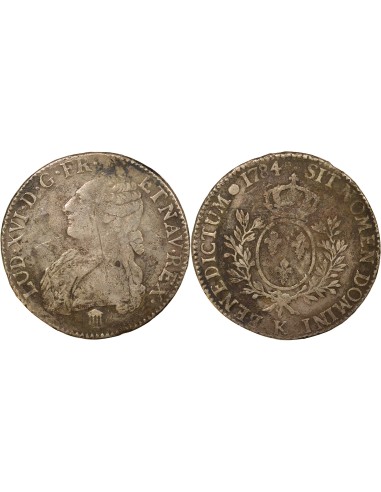 Louis XVI Au Buste Habillé 1 ecu Argent 1784 K Bordeaux