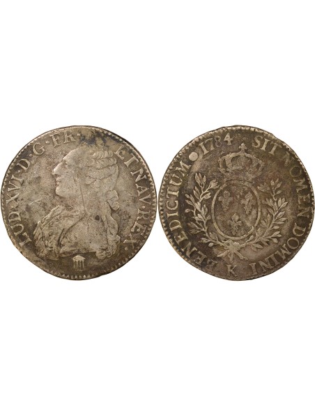 Louis XVI Au Buste Habillé 1 ecu Argent 1784 K Bordeaux