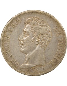 Charles X 1er Type 5 francs Argent 1826 B Rouen 2