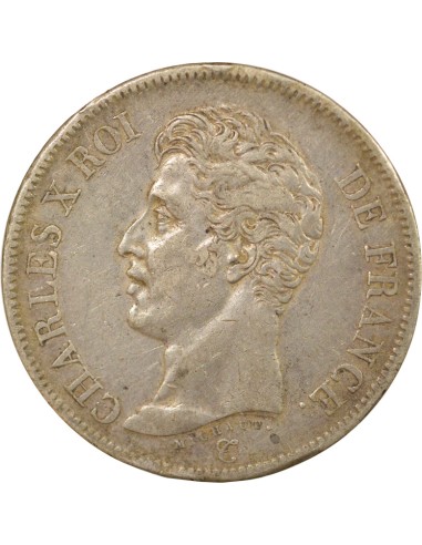 Charles X 1er Type 5 francs Argent 1826 B Rouen