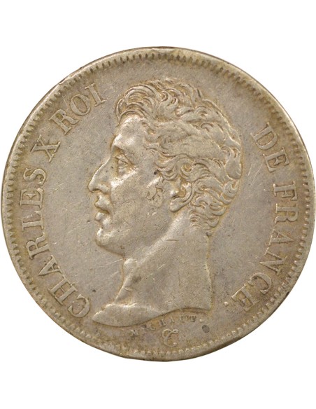 Charles X 1er Type 5 francs Argent 1826 B Rouen