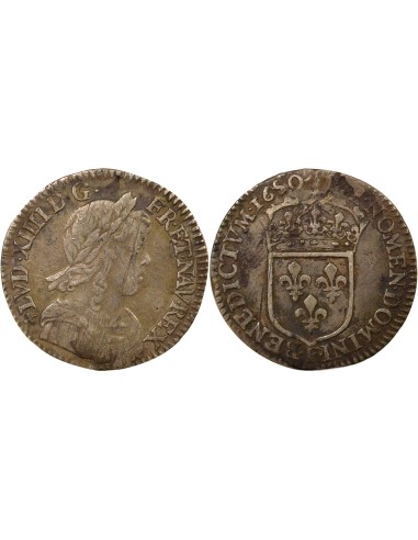 Louis XIV A la Mèche Longue 1/12 ecu Argent 1650 F Angers