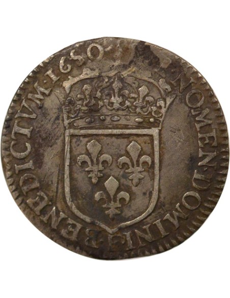 Louis XIV A la Mèche Longue 1/12 ecu Argent 1650 F Angers