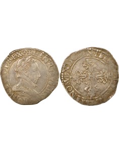 Henri III Au Col Plat 1/2 franc Argent 1587 E Tours
