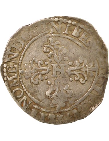 Henri III Au Col Plat 1/2 franc Argent 1587 E Tours