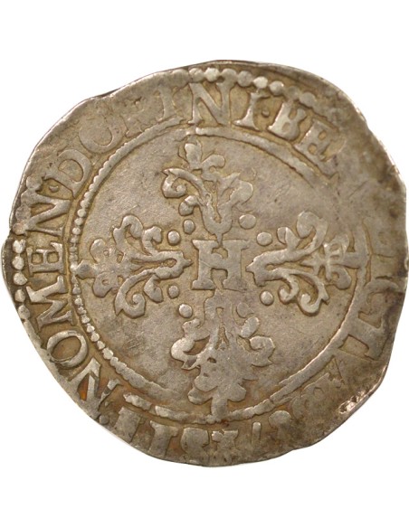 Henri III Au Col Plat 1/2 franc Argent 1587 E Tours