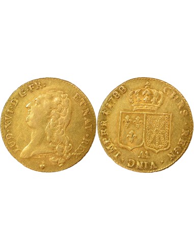 Louis XVI Tête nue 2 louis d'or Or 1788 AA Metz