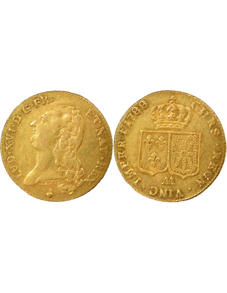 Louis XVI Tête nue 2 louis d'or Or 1788 AA Metz