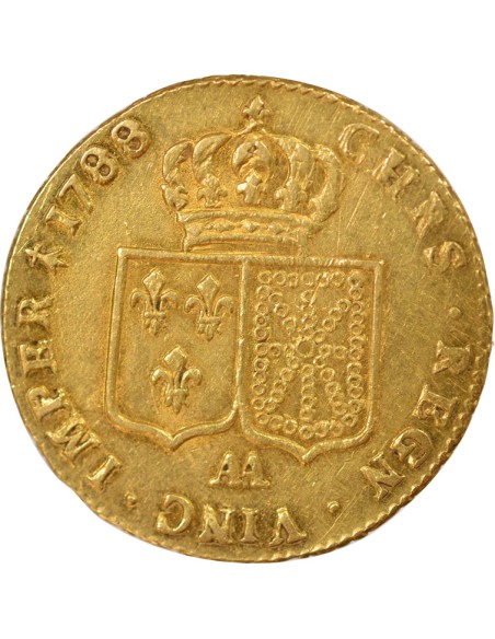Louis XVI Tête nue 2 louis d'or Or 1788 AA Metz