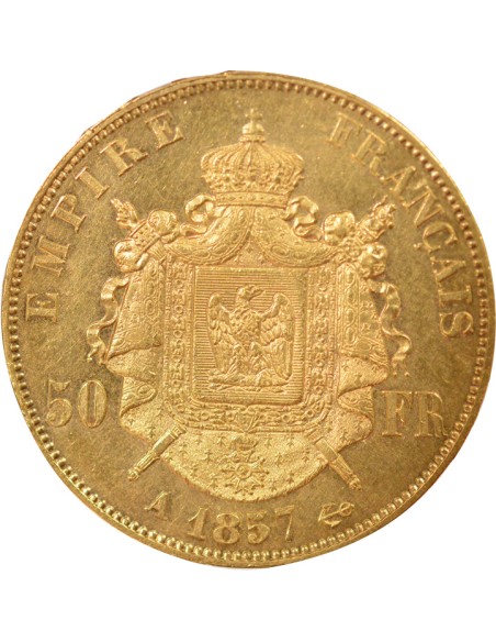 Napoléon III Tête nue 50 francs Or 1857 A - Paris