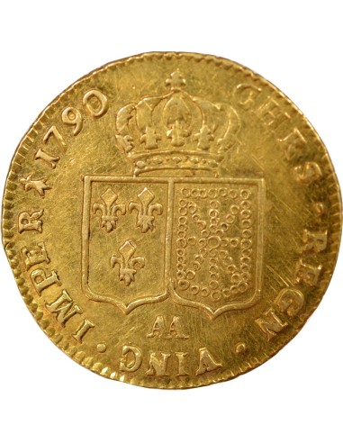 Louis XVI Tête nue 2 louis d'or Or 1790 AA Metz