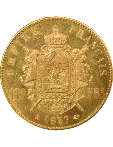 Napoléon III Tête nue 100 francs Or 1857 A - Paris