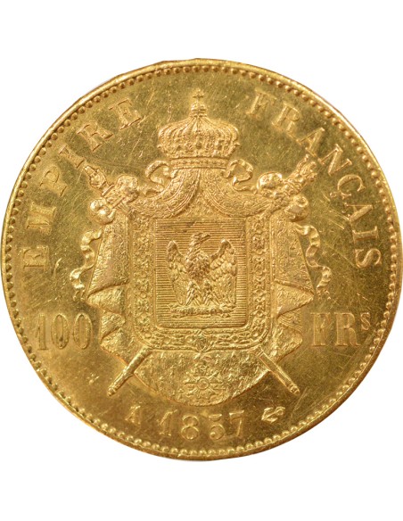 Napoléon III Tête nue 100 francs Or 1857 A - Paris