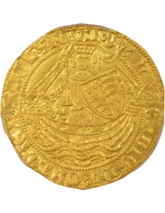 Angleterre Henry VI Lancaster A l'annelet 1 noble Or 1422-1430 Londres 2