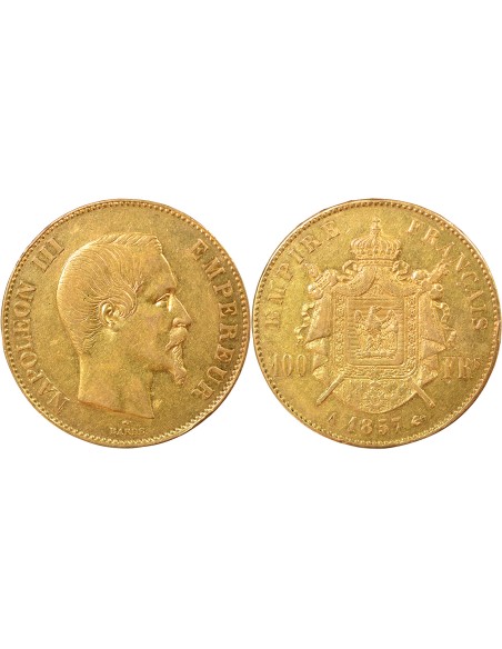 Napoléon III Tête nue 100 francs Or 1857 A - Paris
