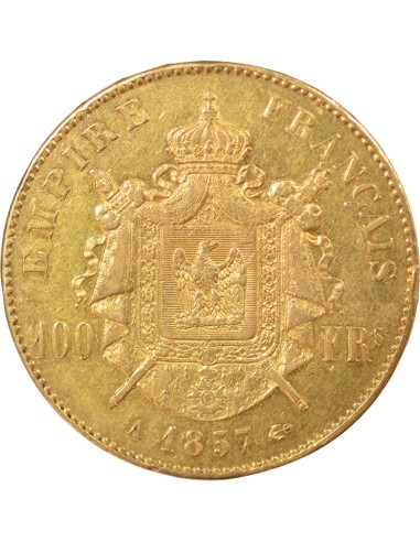 Napoléon III Tête nue 100 francs Or 1857 A - Paris