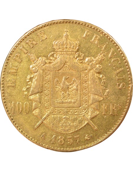 Napoléon III Tête nue 100 francs Or 1857 A - Paris