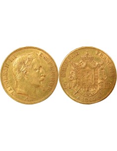 Napoléon III Tête Laurée 50 francs Or 1864 A - Paris