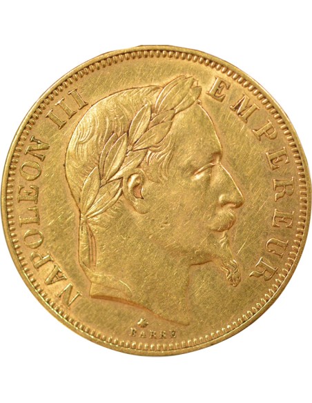 Napoléon III Tête Laurée 50 francs Or 1864 A - Paris