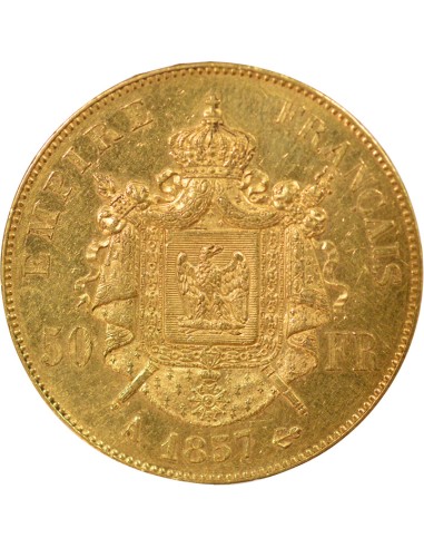 Napoléon III Tête nue 50 francs Or 1857 A - Paris