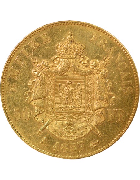 Napoléon III Tête nue 50 francs Or 1857 A - Paris