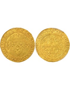 Charles VII A la Couronne 1 ecu d'or Or 1450-1461 C Saint-Lô