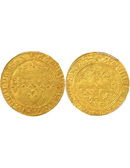 Charles VII A la Couronne 1 ecu d'or Or 1450-1461 C Saint-Lô