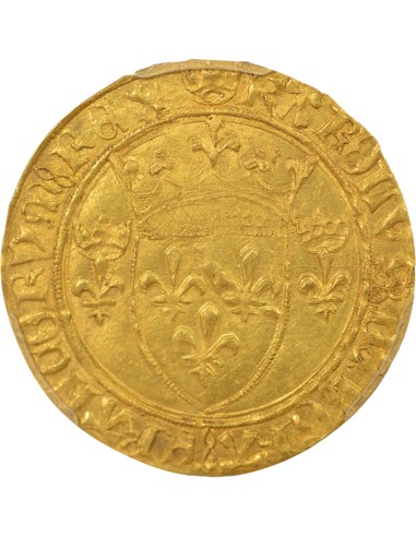 Charles VII A la Couronne 1 ecu d'or Or 1450-1461 C Saint-Lô