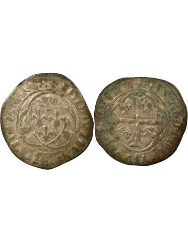 Louis XI A la Couronne 1 blanc Billon 1461-1483 B Rouen