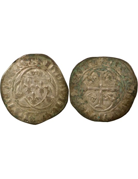 Louis XI A la Couronne 1 blanc Billon 1461-1483 B Rouen