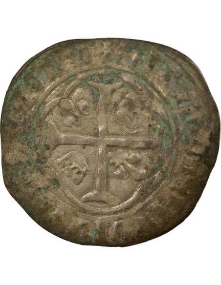 Louis XI A la Couronne 1 blanc Billon 1461-1483 B Rouen