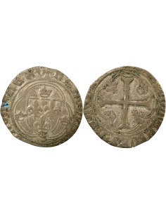 Charles VIII A la Couronne 1 blanc Billon 1488-1498 F Angers