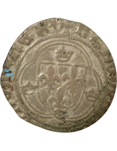 Charles VIII A la Couronne 1 blanc Billon 1488-1498 F Angers