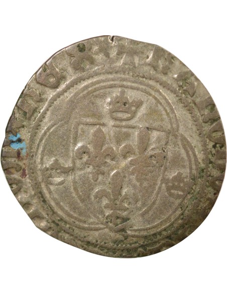 Charles VIII A la Couronne 1 blanc Billon 1488-1498 F Angers