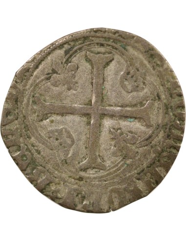 Charles VIII A la Couronne 1 blanc Billon 1488-1498 F Angers