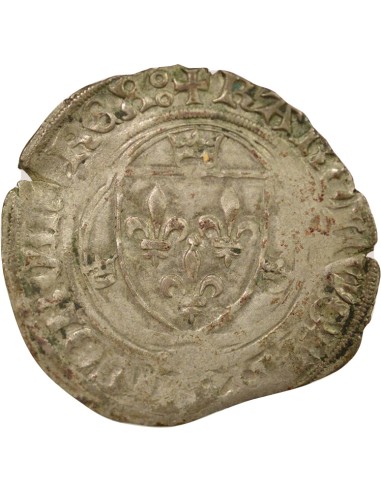 Charles VIII A la Couronne 1 blanc Billon 1488-1498 Saint-Pourçain
