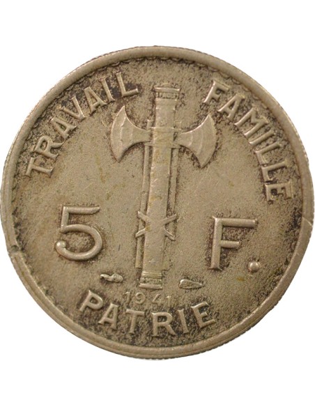 Pétain Pétain 5 francs Cupronickel 1941 A Paris