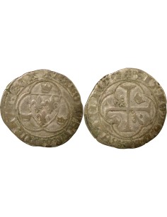 Charles VII A la Couronne 1 blanc Billon 1436-1447 G Poitiers