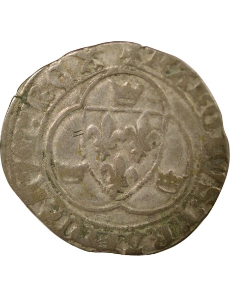 Charles VII A la Couronne 1 blanc Billon 1436-1447 G Poitiers