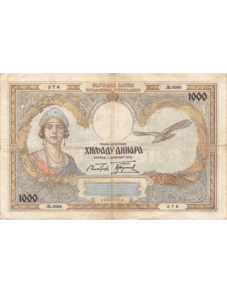 Yougoslavie 1000 dinara 01/09/1931