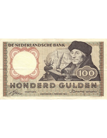 Pays-Bas Erasmus 100 gulden 1953