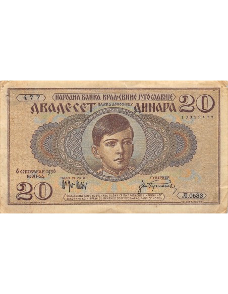 Yougoslavie 20 dinara 1936