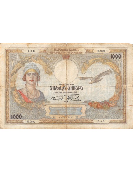 Yougoslavie 1000 dinara 01/09/1931