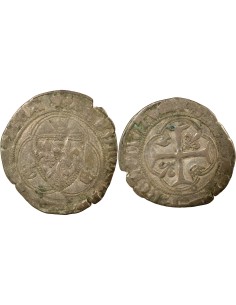 Charles VIII A la Couronne 1 blanc Billon 1488-1498 H La Rochelle