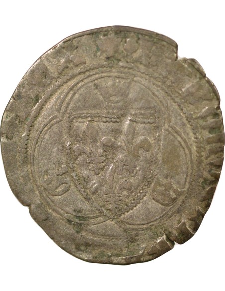 Charles VIII A la Couronne 1 blanc Billon 1488-1498 H La Rochelle