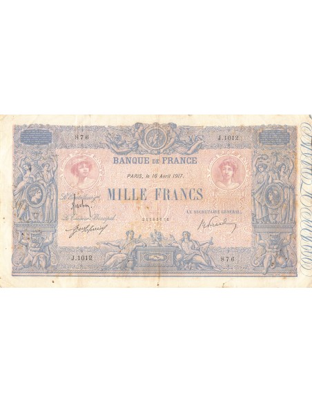 1000 Francs Bleu et Rose 1000 francs 1917